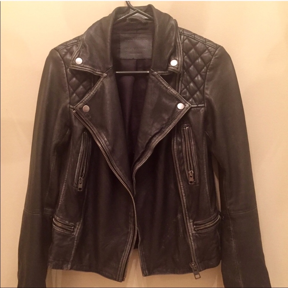 All Saints Cargo Leather Biker Jacket